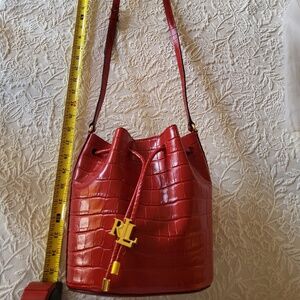 Ralph Lauren Womens Andie Drawstring Bucket Purse